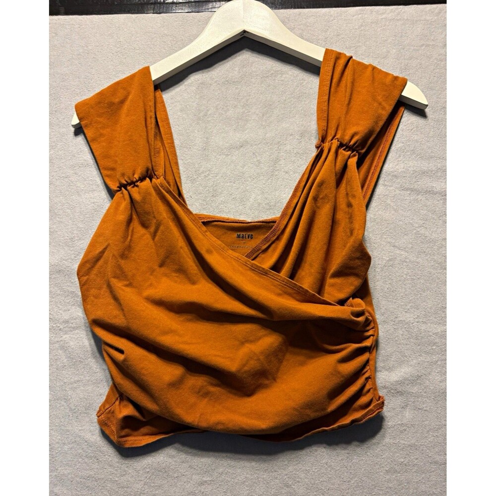 Maeve by Anthropologie Ruched Square Neck Sleeveless Cropped Tank Top Women’s S
